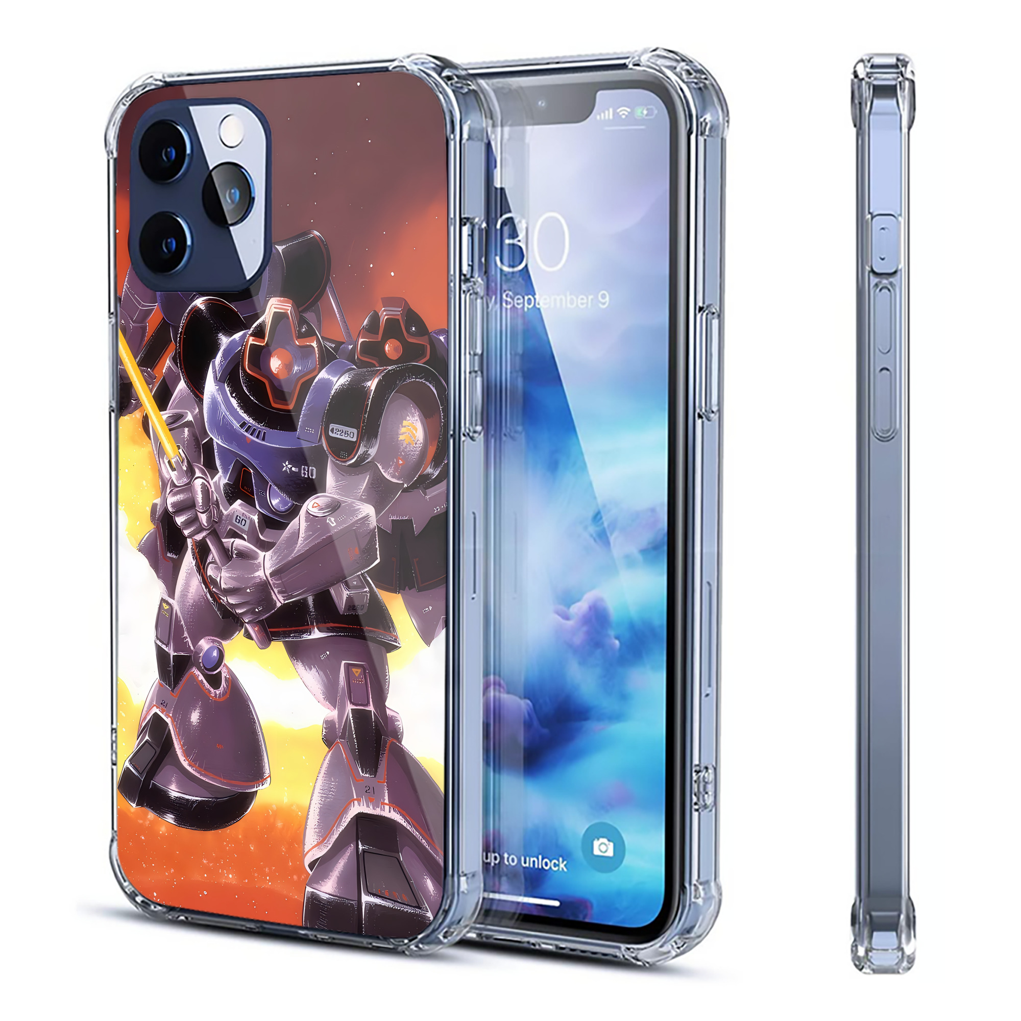 （画像用） 機動戦士ガンダム Mobile Suit Gundam 【iPhone 12シリーズ対応】透明スマホケース（クリアソフトケース）